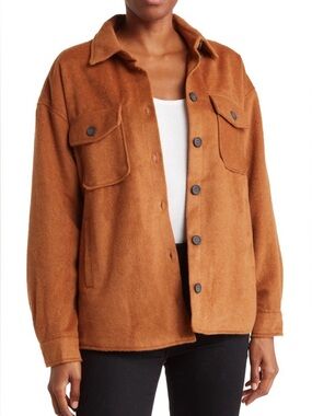 Thread & Supply rust cognac brown button up shacket soft classic sweater jacket
